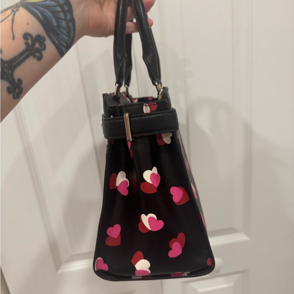 Kate Spade Black Satchel with Pink and Red Hearts - Picture 10 of 13